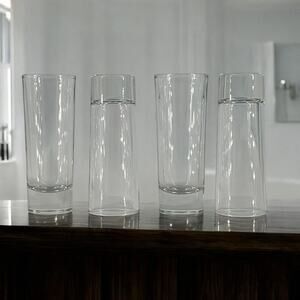 Heavy Base Tall Shot Glass Shooter Set of Four Clear Cylindrical Shot Glasses